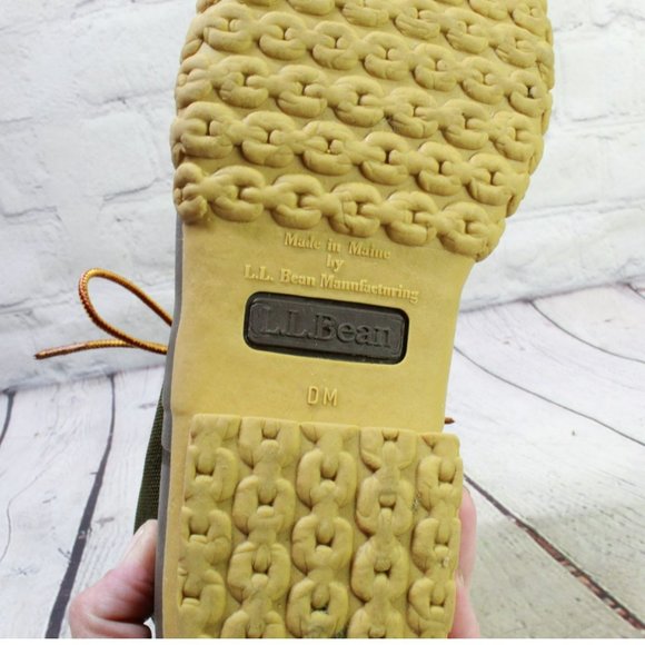 LL Bean Green Canvas Lace Up Insulated Ankle Duck Boots Size 8 M - Picture 8 of 9